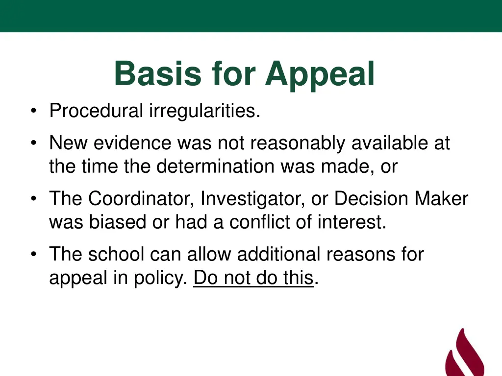 basis for appeal procedural irregularities