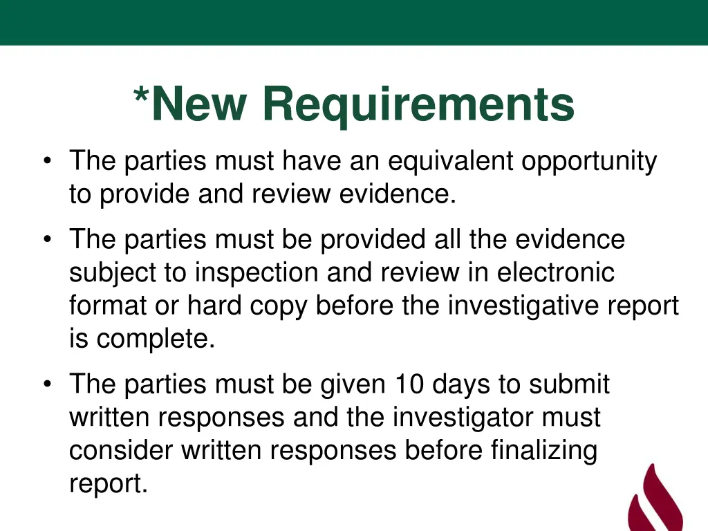 new requirements the parties must have