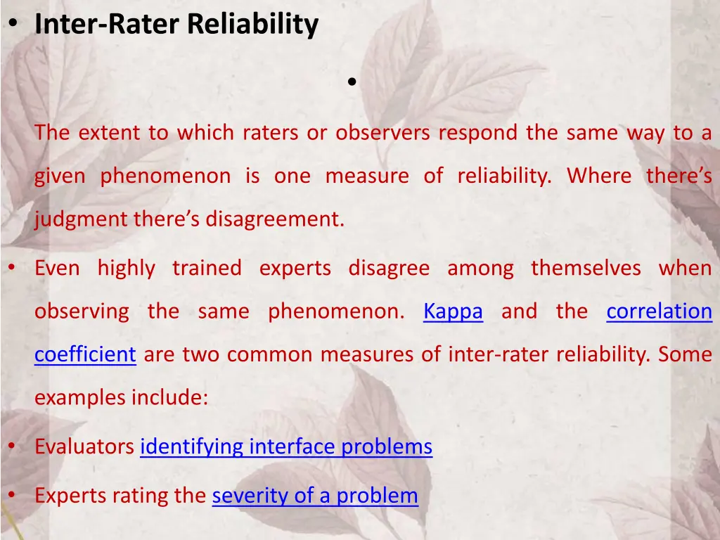 inter rater reliability