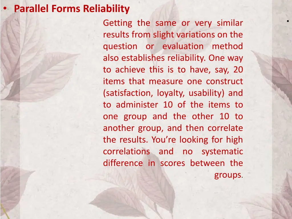 parallel forms reliability