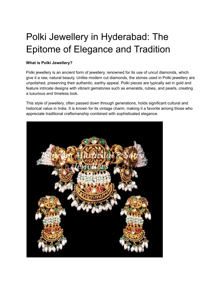 polki jewellery in hyderabad the epitome