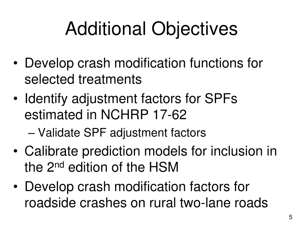 additional objectives