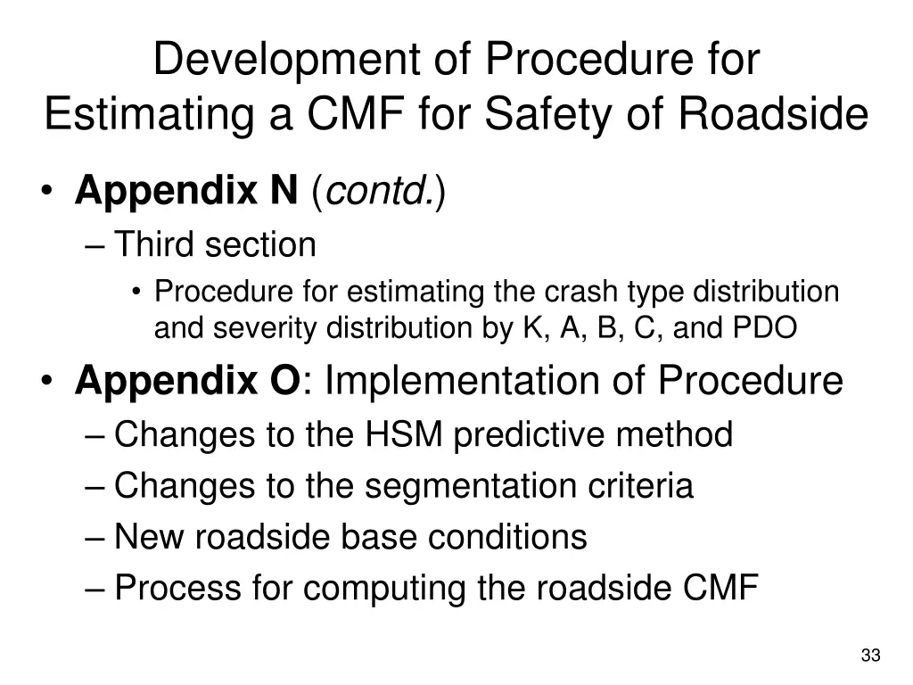 development of procedure for estimating 1