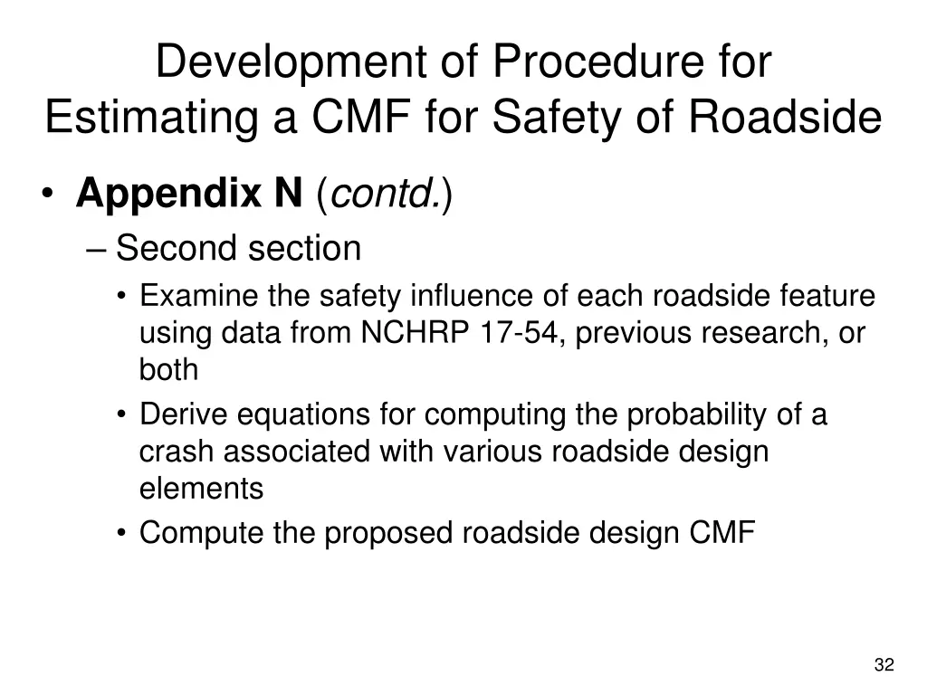 development of procedure for estimating