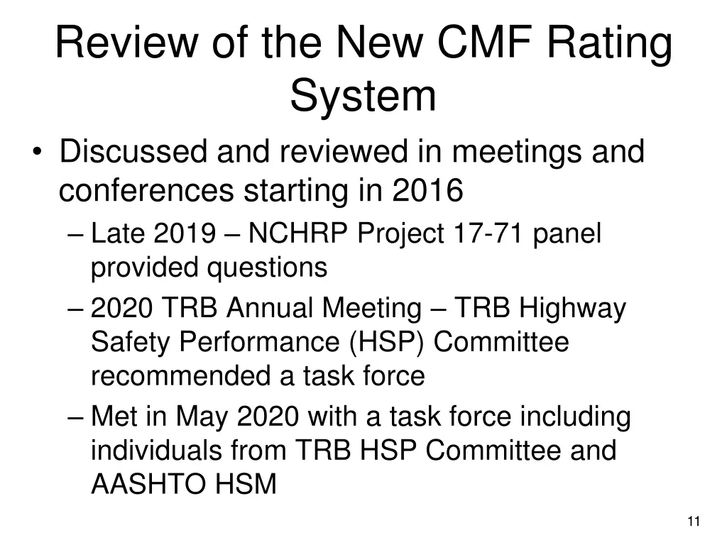 review of the new cmf rating system discussed