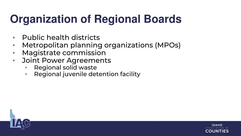 organization of regional boards