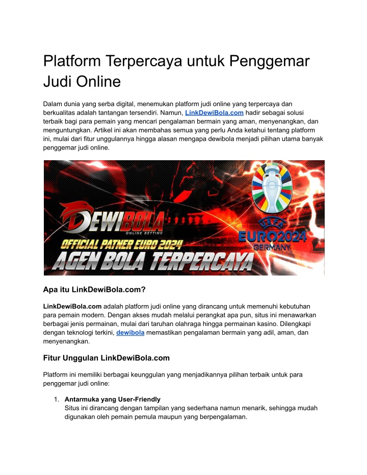 platform terpercaya untuk penggemar judi online