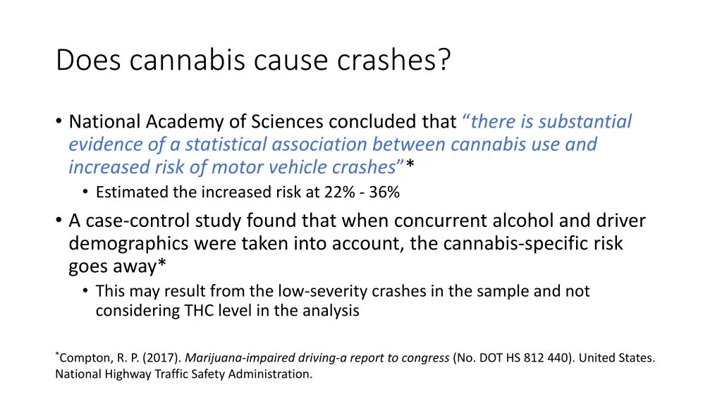 does cannabis cause crashes