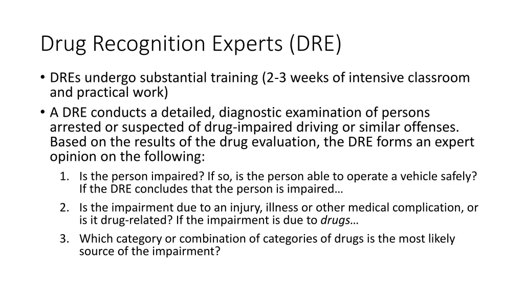 drug recognition experts dre