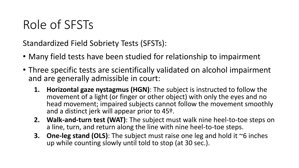 role of sfsts