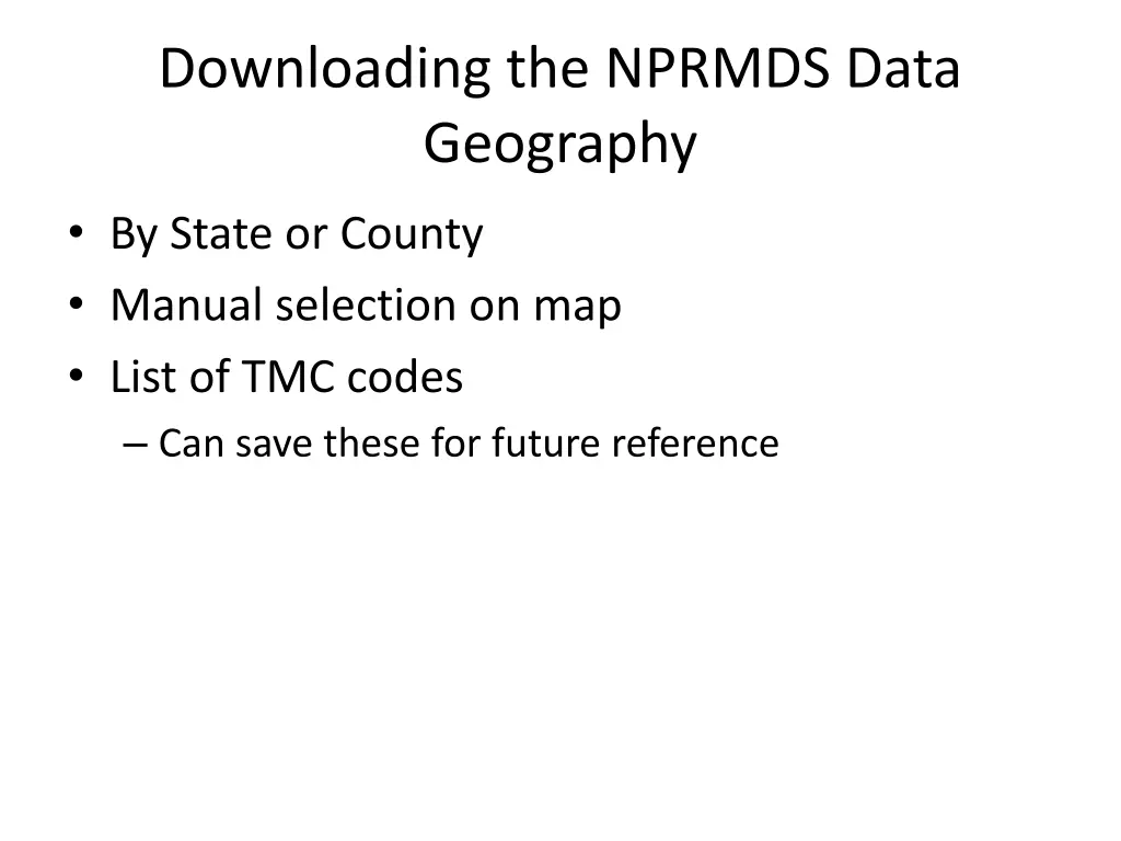 downloading the nprmds data geography