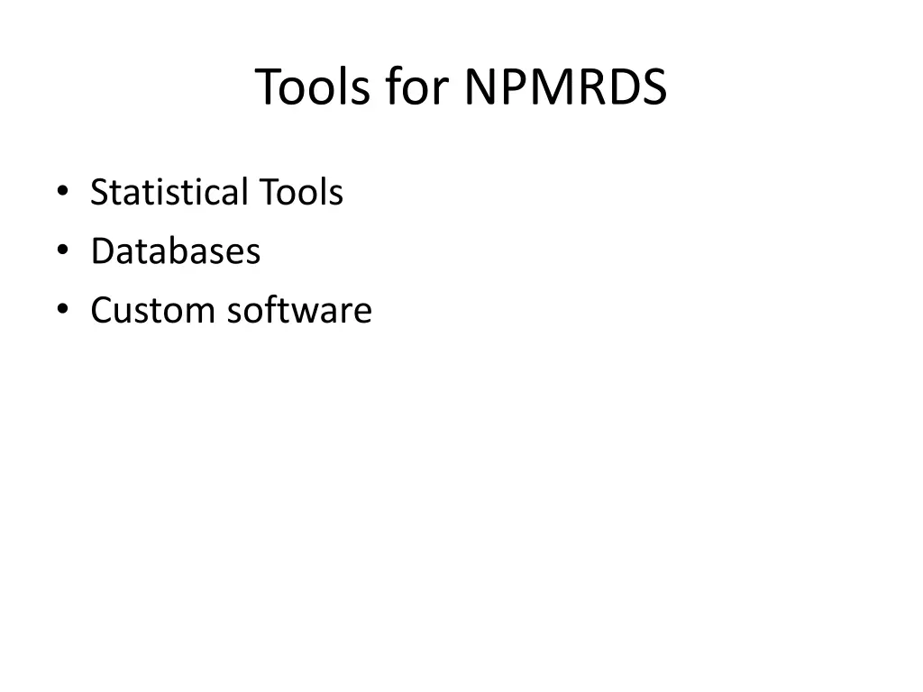 tools for npmrds 1