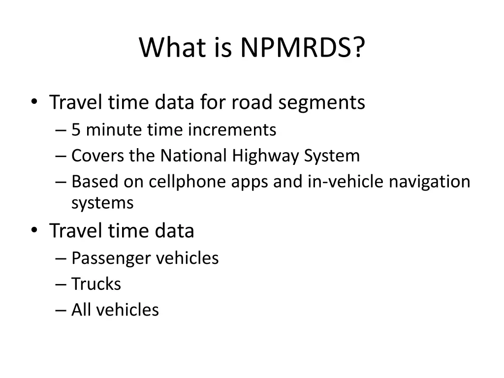 what is npmrds 1