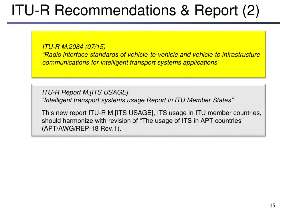 itu r recommendations report 2