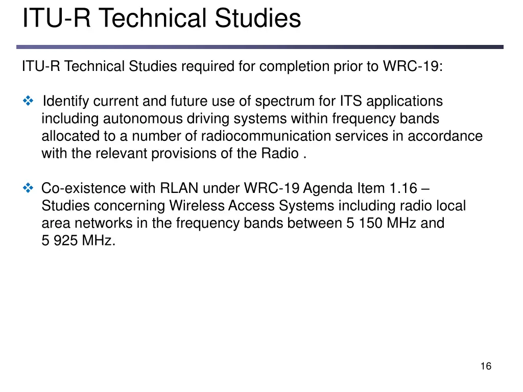 itu r technical studies