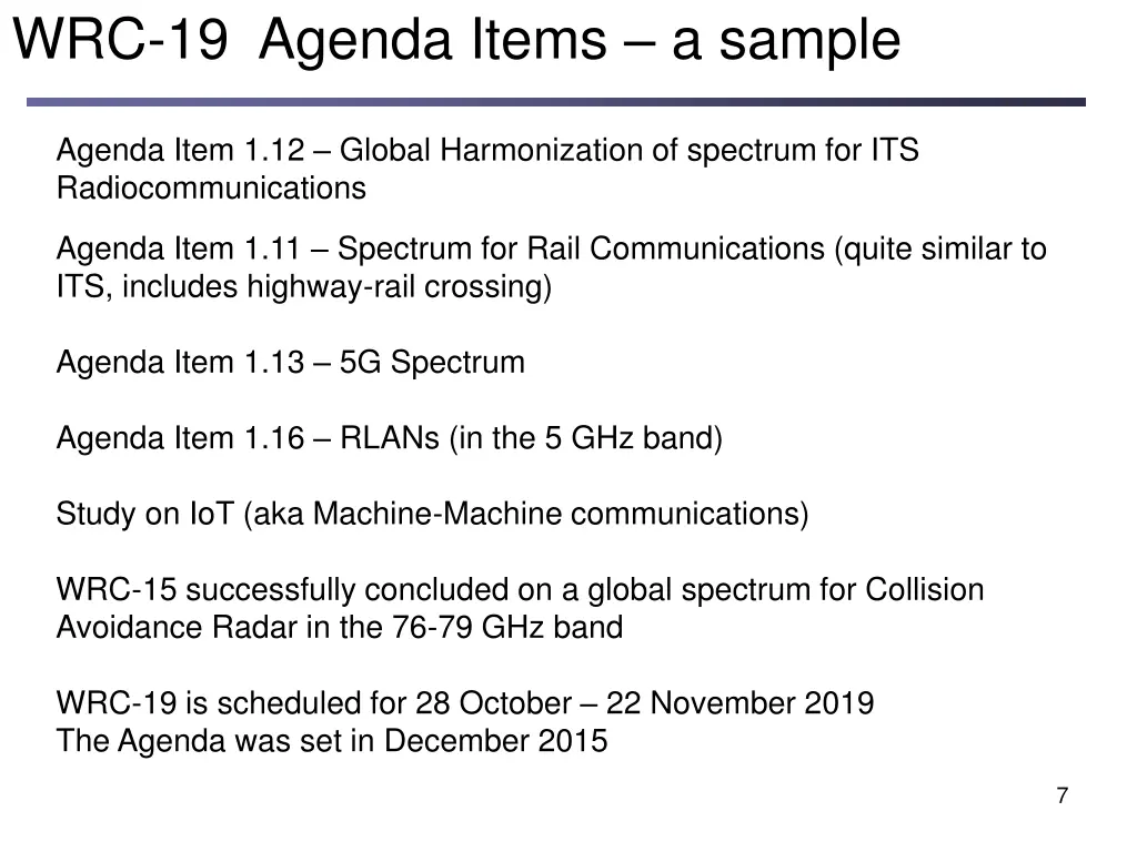 wrc 19 agenda items a sample