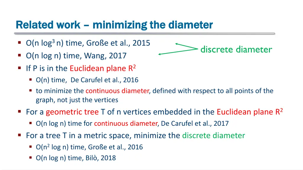 related work related work minimizing the diameter