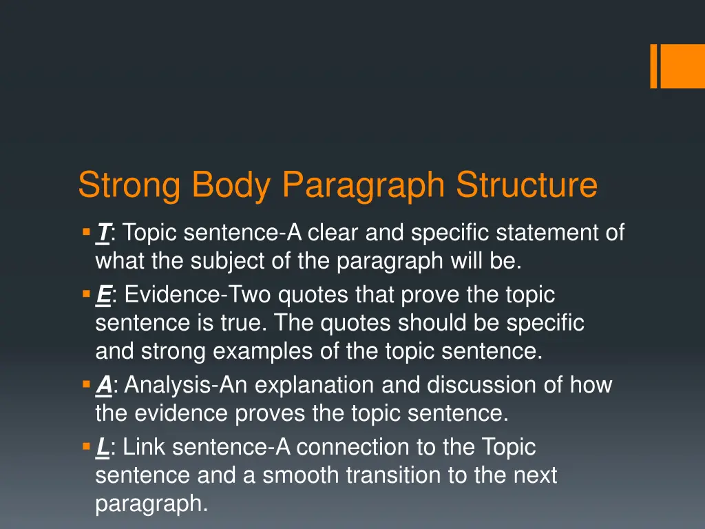 strong body paragraph structure