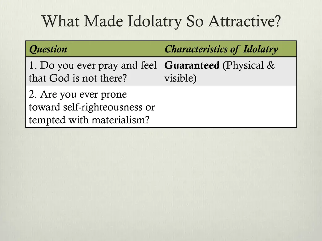 what made idolatry so attractive 3