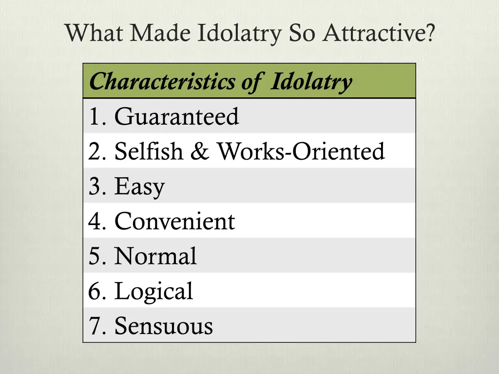 what made idolatry so attractive 9