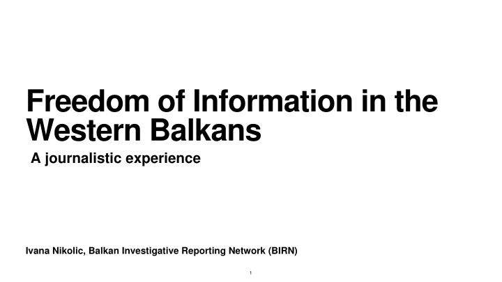 freedom of information in the western balkans