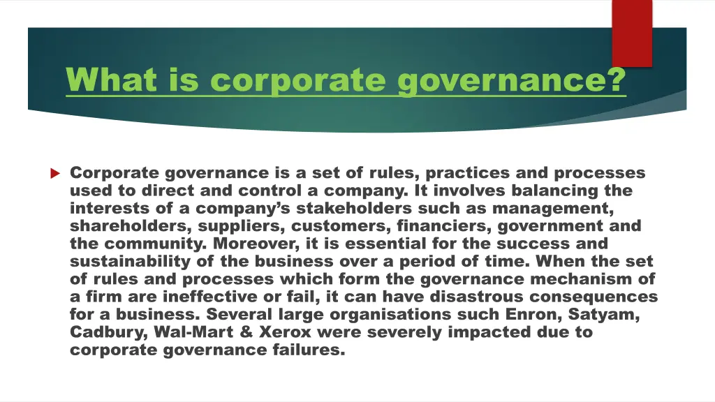 what is corporate governance