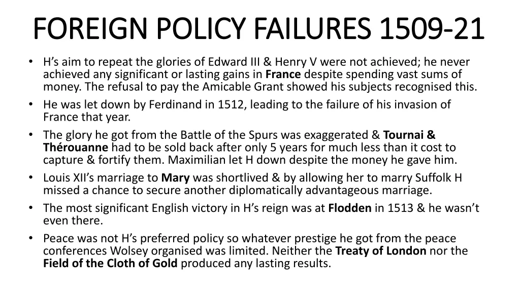 foreign policy failures 1509 foreign policy