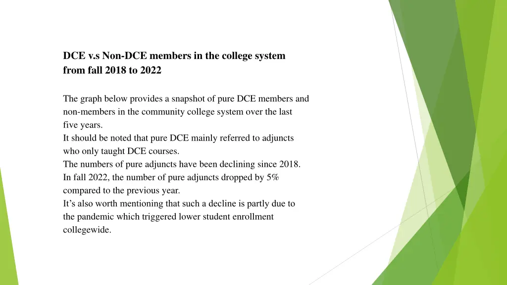 dce v s non dce members in the college system