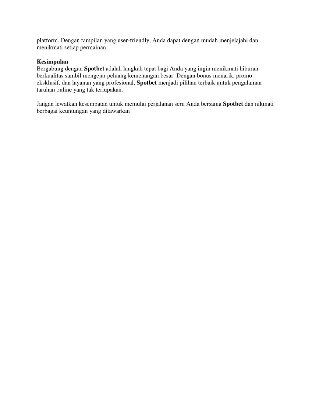 platform dengan tampilan yang user friendly anda