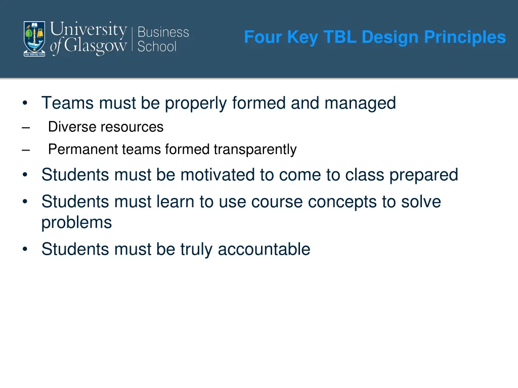 four key tbl design principles