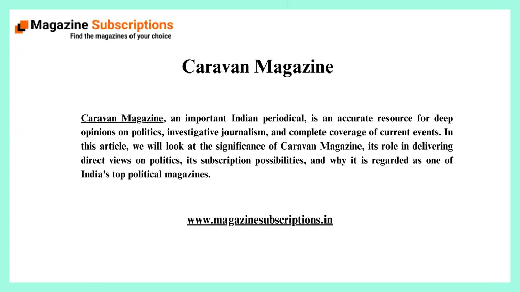 caravan magazine