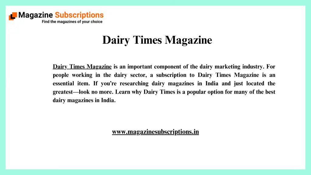 dairy times magazine