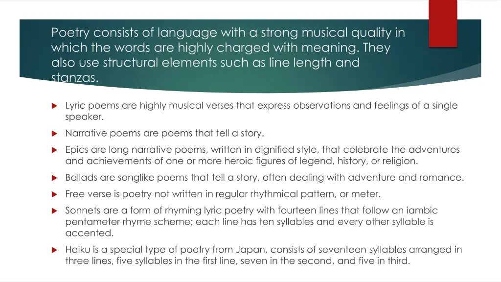 poetry consists of language with a strong musical