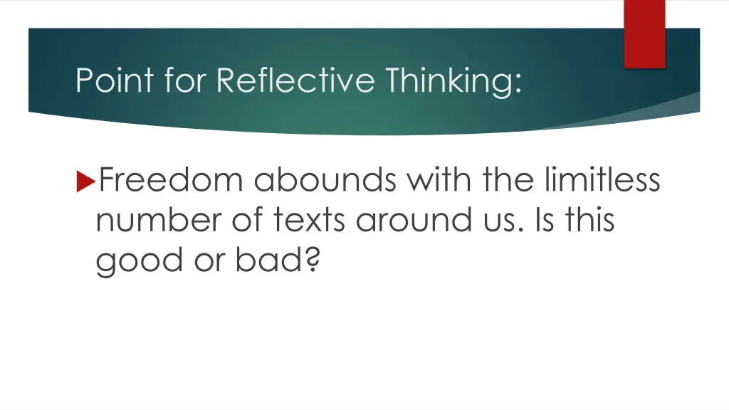 point for reflective thinking