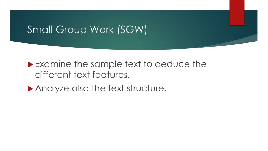 small group work sgw