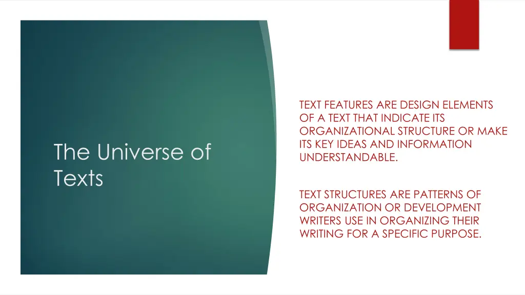 text features are design elements of a text that