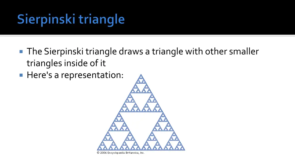 the sierpinski triangle draws a triangle with