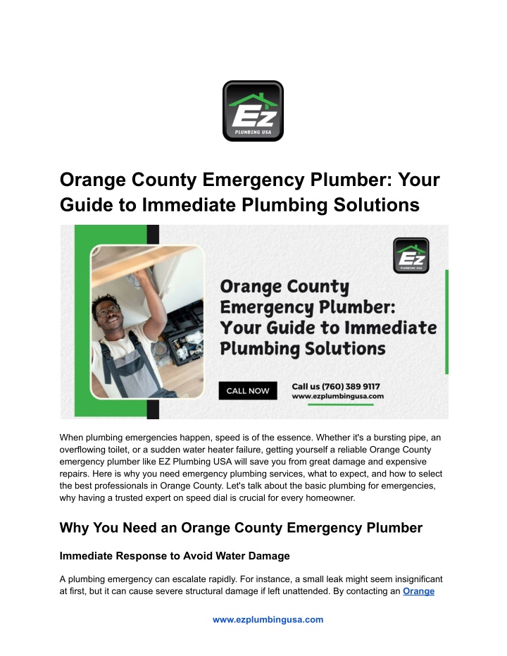 orange county emergency plumber your guide