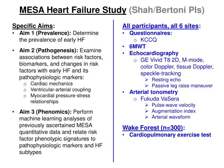 mesa heart failure study shah bertoni pis