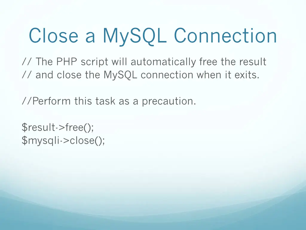 close a mysql connection