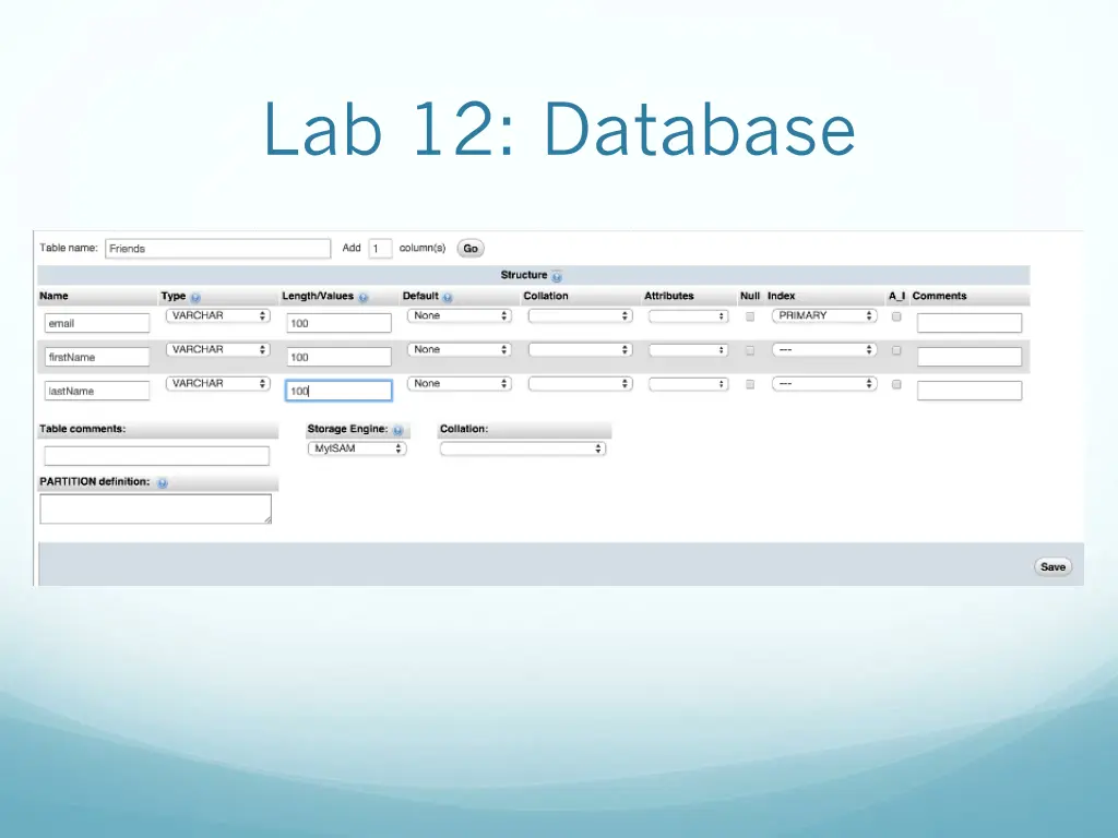 lab 12 database