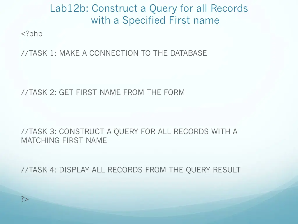 lab12b construct a query for all records with