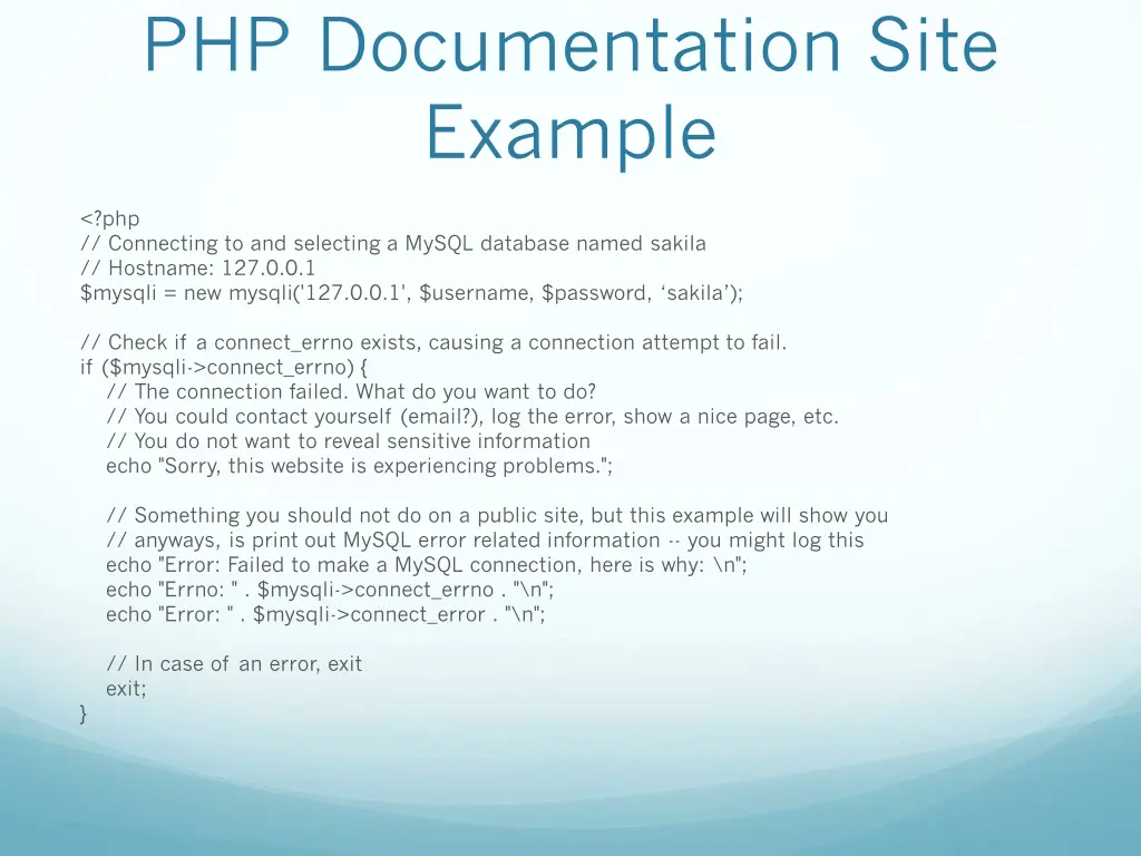 php documentation site example