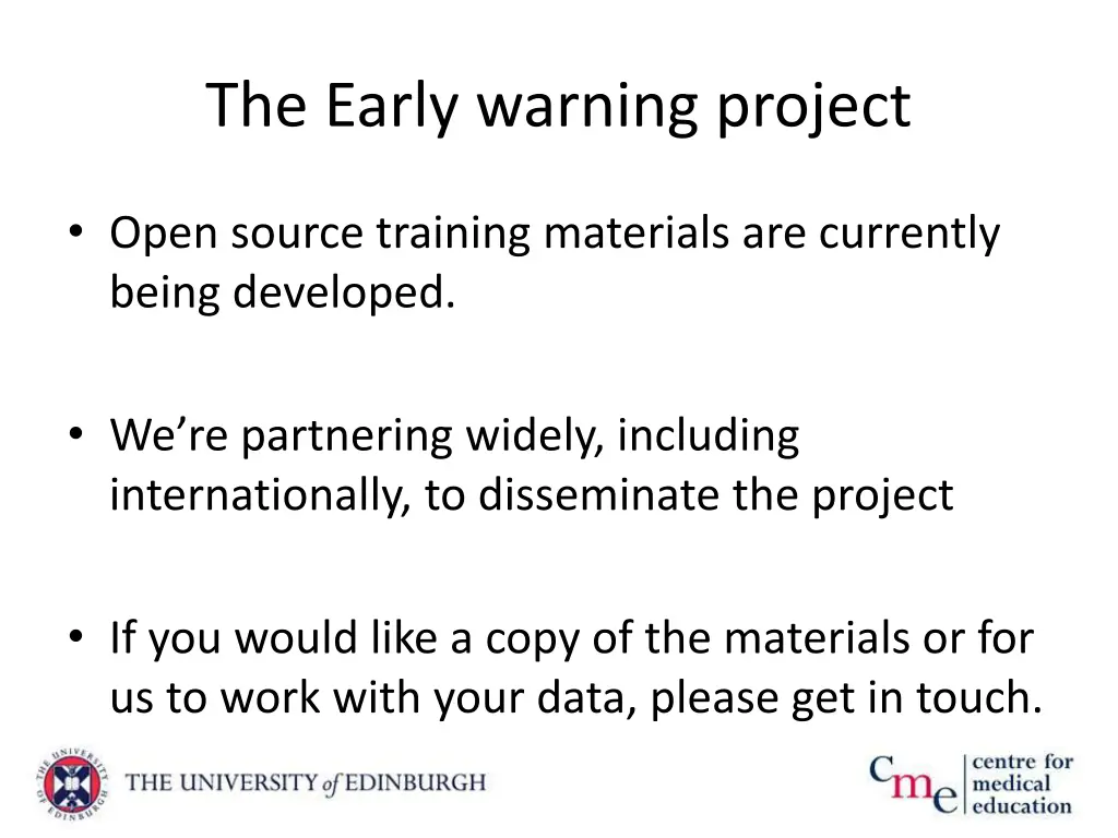 the early warning project