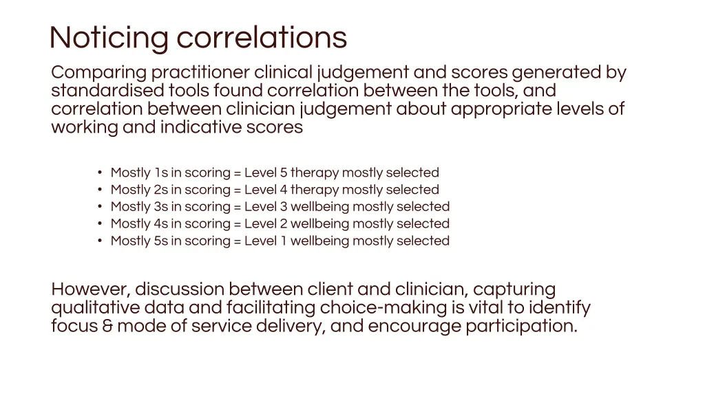 noticing correlations comparing practitioner