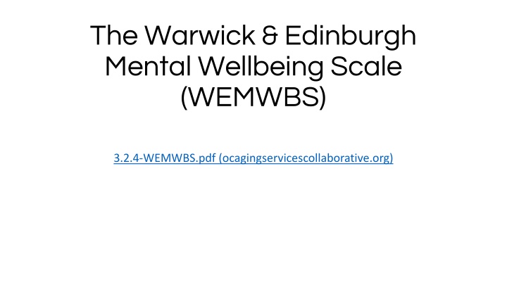 the warwick edinburgh mental wellbeing scale