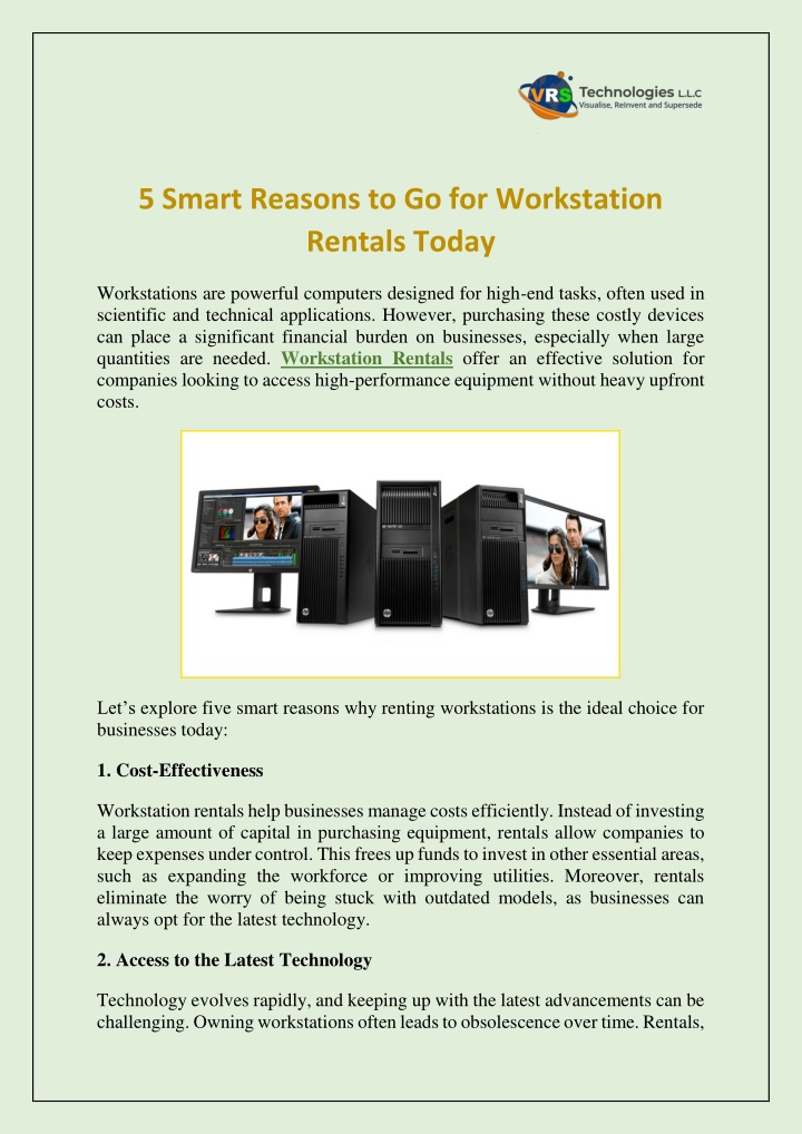 5 smart reasons to go for workstation rentals