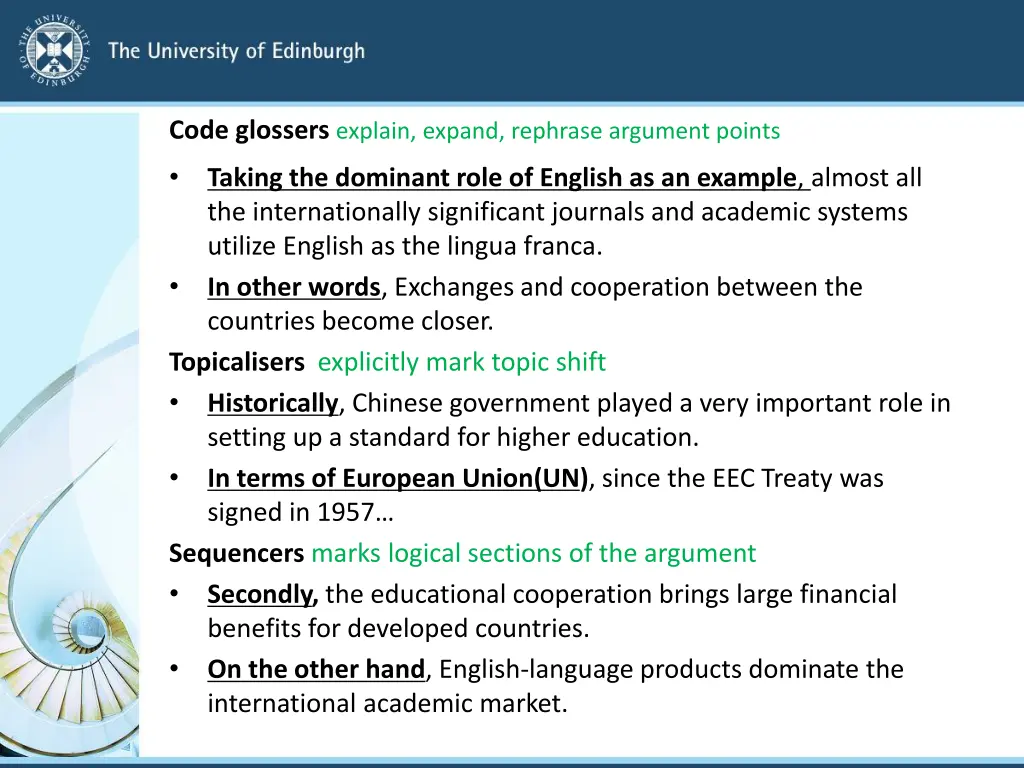 code glossers explain expand rephrase argument