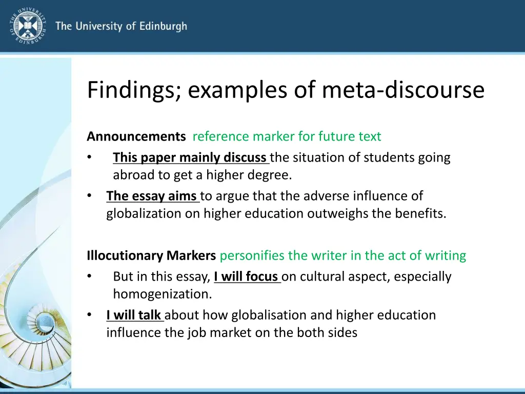 findings examples of meta discourse