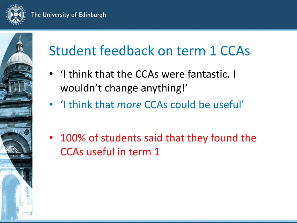 student feedback on term 1 ccas 1